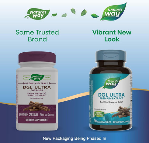 Nature's Way DGL Ultra, Premium Licorice Root Extract, Soothing Digestive Relief, 90 Vegan Capsules