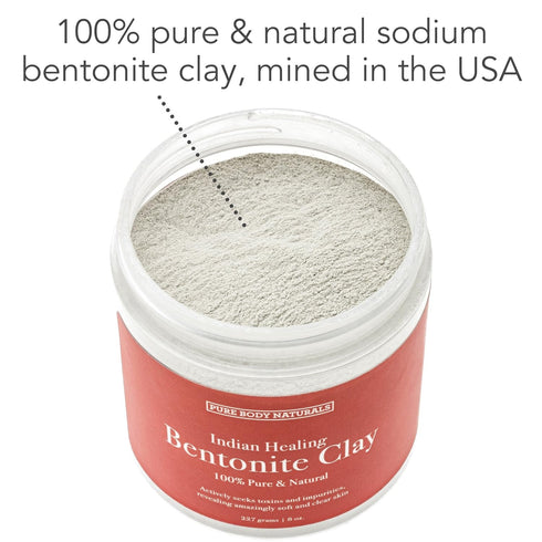 Pure Body Naturals Bentonite Clay Powder for DIY Detox Body & Face Mask, 8.0 oz