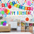 Happy Birthday Decorations Kit - Banner, Plastic Backdrop, Circle Confetti Garland, Streamers & Balloons