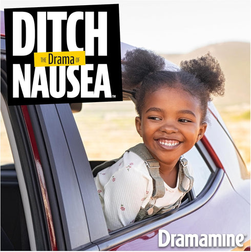 Dramamine Motion Sickness Relief for Kids, Chewable Grape, 8 Count