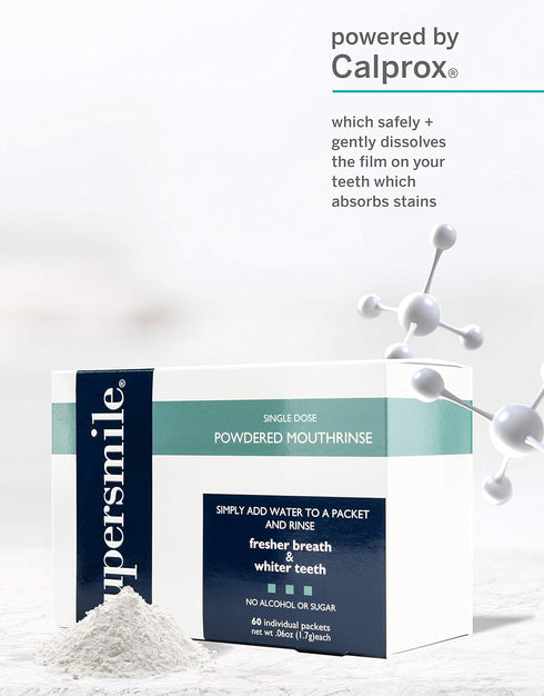 Supersmile Powdered Mouth Rinse - Clinically Proven to Freshen Breath and Whiten Teeth, TSA Approved On-the-Go Packets