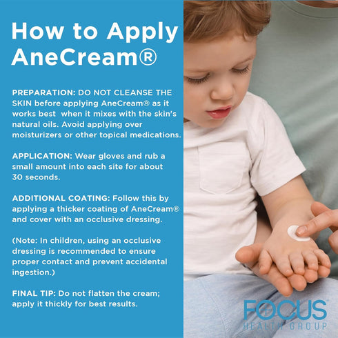 Focus Healh AneCream - Topical Lidocaine Cream 4% 30 Gram Tube