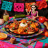 ZULYSTO 100 Pack (507" 509")-Disposable Set Day of the Dead Party Supplies Paper Plates + Plates for Halloween Party