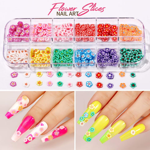 Teenitor 12 Sheets Nail Art Sticker, 3D Self-Adhesive Decoration with 5 Boxes Holographic Glitter Flakes and Nail Art