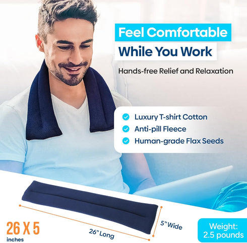 SunnyBay Microwavable Heating Pads, Neck and Shoulder Wrap, 2.5 lbs, 26x5 Inches, Navy Blue