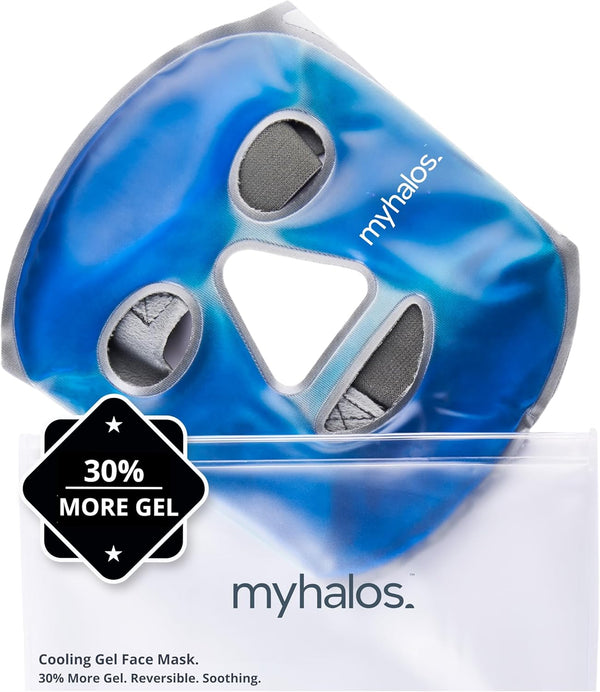 MyHalos Ice Face Mask - 2023 Frozen Gel Mask for Pain Relief, Migraine & Wisdom Tooth Surgery, Hot or Cold Use