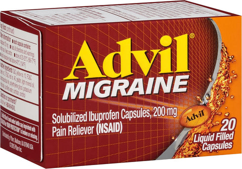 Advil Migraine Headache Relief, Ibuprofen Capsules with 200mg Ibuprofen for Migraine Relief, Nausea Relief, Light