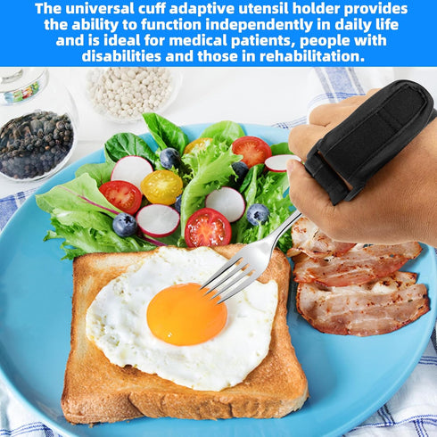JFHNMLW Universal Cuff Utensil Adjustable Holder Strap for Hand Grip, Adaptive Utensils Aids Spoon Fork Holder Strip