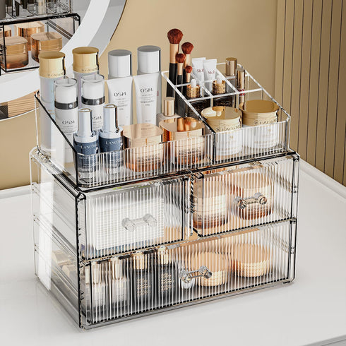ZHIAI Stackable Storage Drawers, Clear Acrylic Bathroom Counter Organizer for Makeup, Kitchen Cabinets, Home Storage
