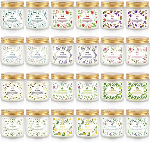 Scented Candle Set 24 Pack,White, Candle for Home Scented, Odor Eliminating, Stress