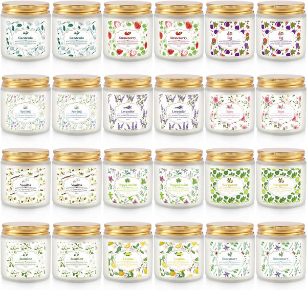 Scented Candle Set 24 Pack,White, Candle for Home Scented, Odor Eliminating, Stress