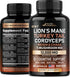 Mushroom Supplement - Organic Lion's Mane, Turkey Tail, Chaga, and More - 60 Capsules, 12-in-1 Complex