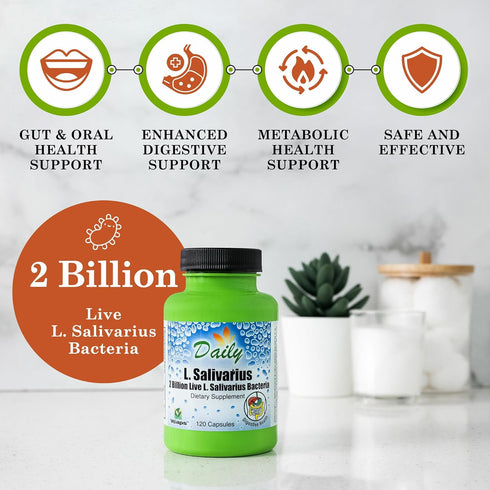 Daily Manufacturing L-Salivarius (Probiotic) 120 Delayed-Release Capsules