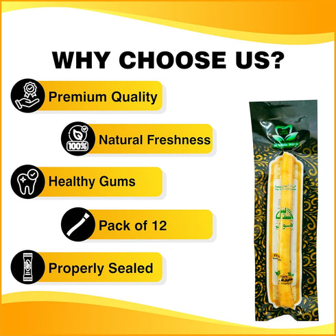 Sewak Al Hijazi Pack 12 Al Sudais Miswak Natural Toothbrush of | Natural Toothbrush for Teeth Whitening, Oral Health