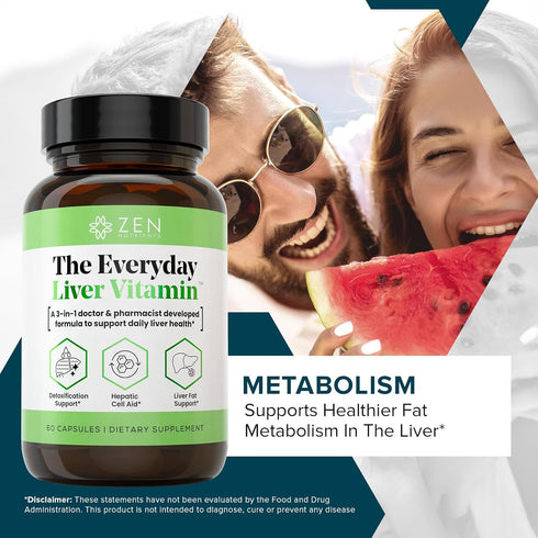 Zen Nutrients The Everyday Liver Vitamin - Liver Cleanse Detox & Repair with Organic Milk Thistle, 30 Servings