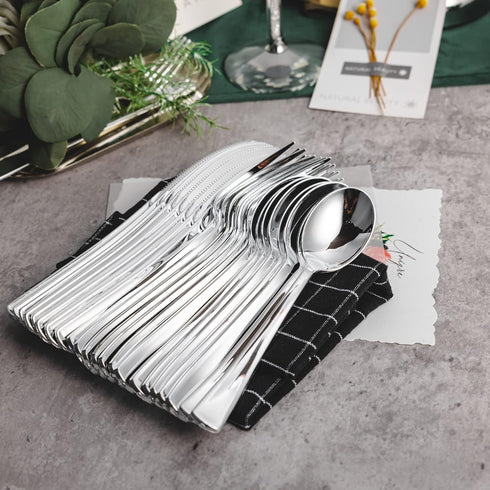 N9R 120PCS Silver Plastic Silverware Set, Disposable Cutlery - 60 Forks, 30 Spoons, 30 Knives