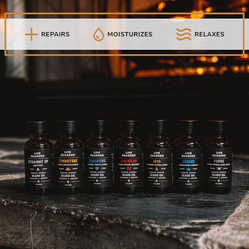 Live Bearded 1 fl oz Beard Oil, Premium All-Natural Jojoba, Legend Scent - Sandalwood, Vanilla