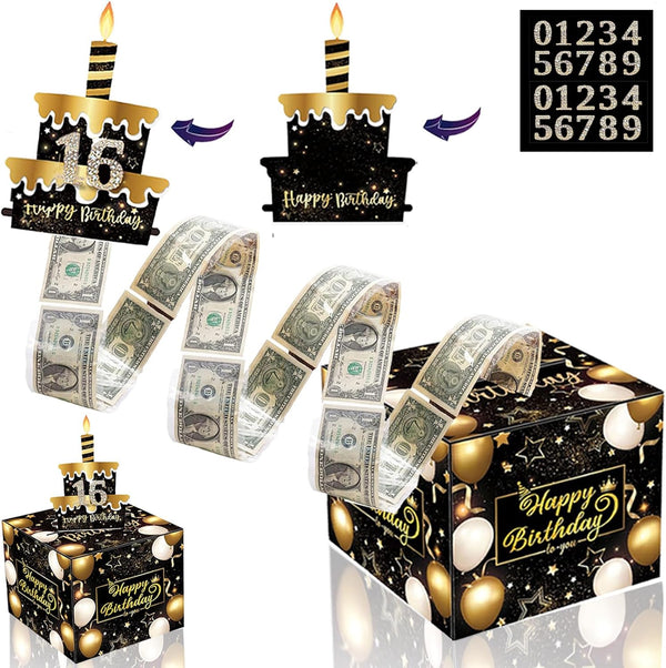 Rxwstt Birthday Money Box for Cash Gift, Pull Out Explosion Surprise Box, Money