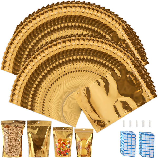 300 Pcs Mylar Bags for Food Storage - 4x6 Mylar Bags with Window Stand Up Bags, Small Resealable Smell Proof Mylar Bags