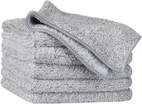 uxcell 6 Pack Gray Microfiber Cleaning Cloth, Ultra Soft Absorbent Lint Free Dish Towels, Reusable Kitchen Cleaning