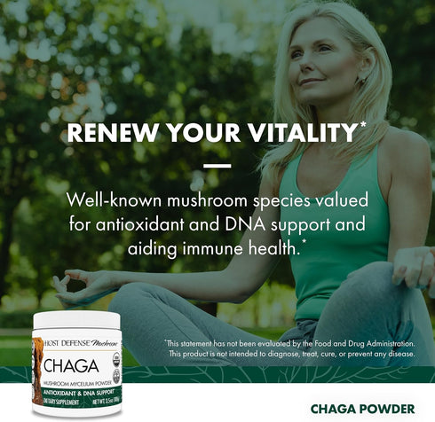 Immune 3.5 oz (66 Host Defense Chaga Powder - System Support Supplement - Chaga Mushroom Powder for Antioxidant
