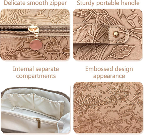 Large Capacity Makeup Bag, Waterproof PU Leather Travel Cosmetic Bag for Women and Girls