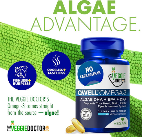 Vegan Omega 3 Supplement - Plant Based Algae Omega 3 Fish Oil Alternative for Heart, Brain, Joint Support