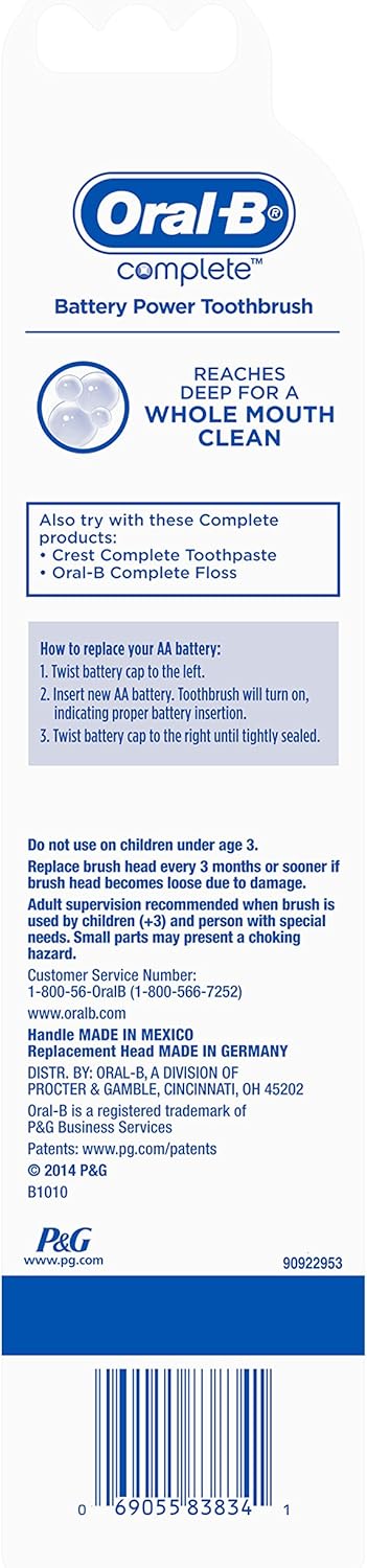 Procter & Gamble Oral-B Complete Deep Clean Battery Power Electric Toothbrush (Color May Vary)