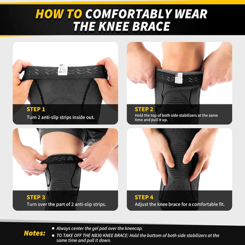CAMBIVO Knee Brace, 2 Pack Compression Sleeve for Knee Pain Relief, with Side Stabilizers & Patella Pad (X-Large,