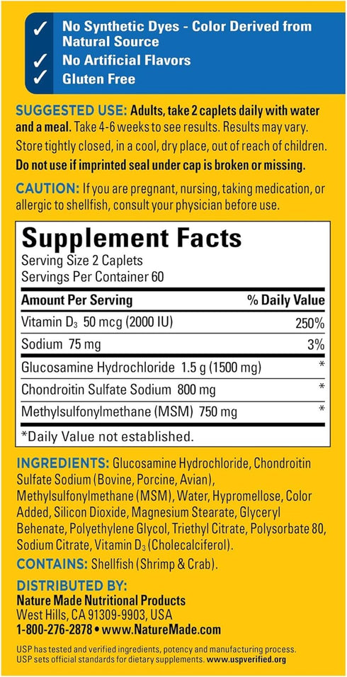 Nature Made TripleFlex Caplets with Vitamin D3, 120 Count for Joint Support
