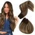 Hetto 12 Inch Sew in Hair Extensions, Balayage Brown to Blonde Weft, 70g Real Human Hair Extensions