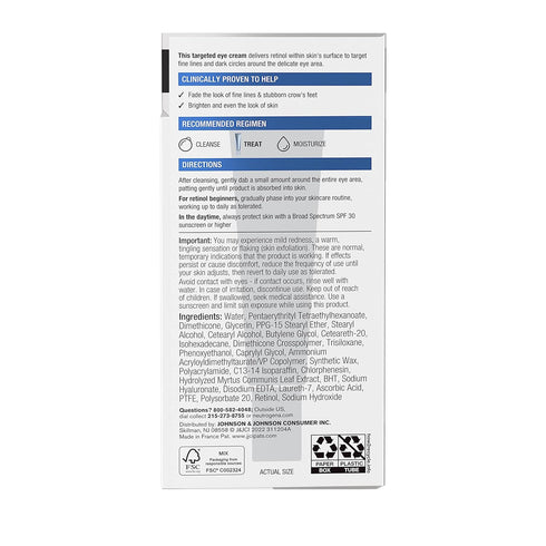 Neutrogena Rapid Wrinkle Repair Retinol Eye Cream, 0.5 fl. oz. for Dark Circles & Fine Lines
