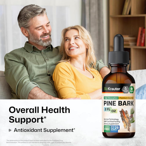 Pine Bark Extracts Tincture - Rich in Antioxidants Liquid Supplement - 400 mg Organic French Maritime Pine Bark Extract Drops - Vegan, Alcohol & Sugar Free Extract - 2 Fl Oz