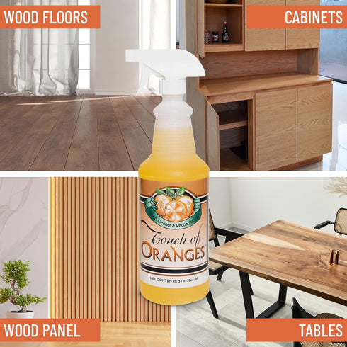 Wood Cleaner & Polish Spray, Real Orange Oil, 32 oz, Luster Finish for Kitchen Cabinets & Hardwood Floors
