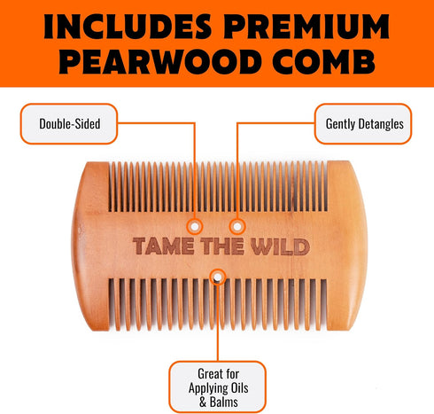 Tame The Wild Premium Beard Straightener - Ionic Anti-Scald Heated Brush with 3 Temp Settings
