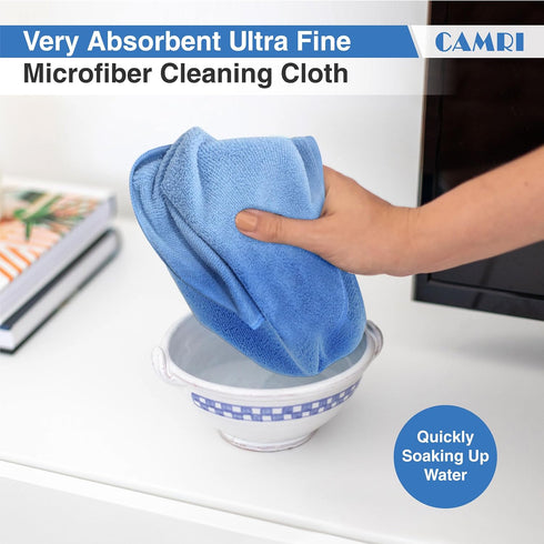 Microfiber Towel Cleaning Cloth – Pack of 12, Size 12.6” x 12.6”, Blue, Lint Free, Super Absorbent, Multipurpose
