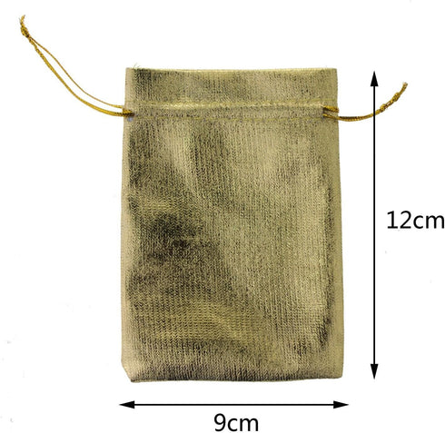 Wudygirl 100 PCS Drawstring Satin Bags Mixed Gold Silver, 3.54X4.72 inches for Jewelry Wedding Party