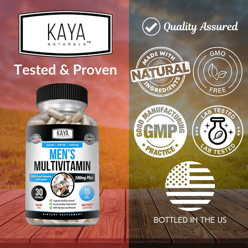 Kaya Naturals Multivitamin for Men - 30 Veggie Capsules, Men's Prostate Multivitamin, Supports Healthy Prostate