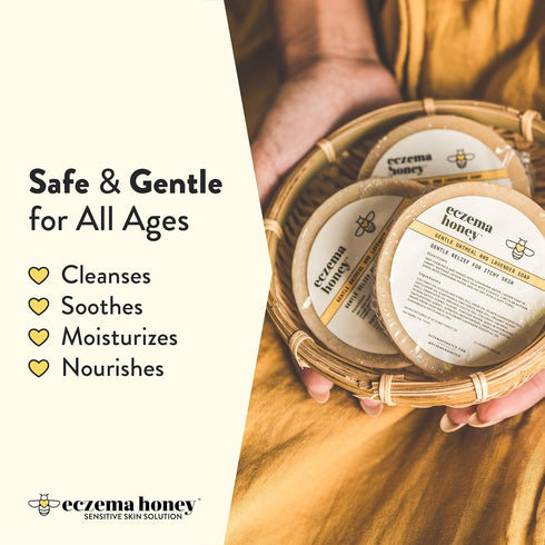 ECZEMA HONEY Gentle Oatmeal and Lavender Soap - Natural Eczema Body Wash for Dry, Itchy, Sensitive Skin (3.3 Oz)