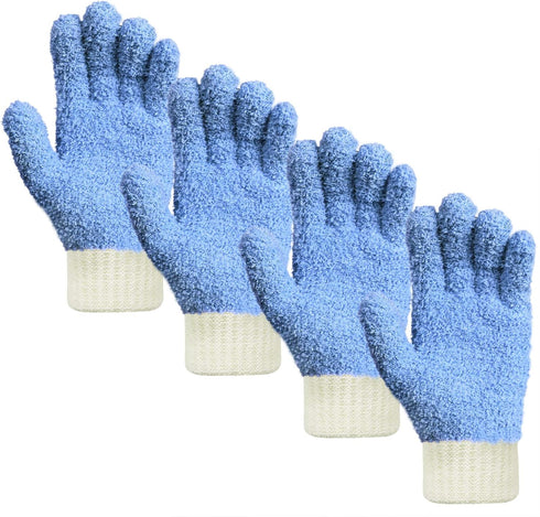 MIG4U Microfiber Dusting Gloves, House Cleaning Glove for Blinds, Windows, Furniture, Reusable Lint-Free Blue, 2 Pairs