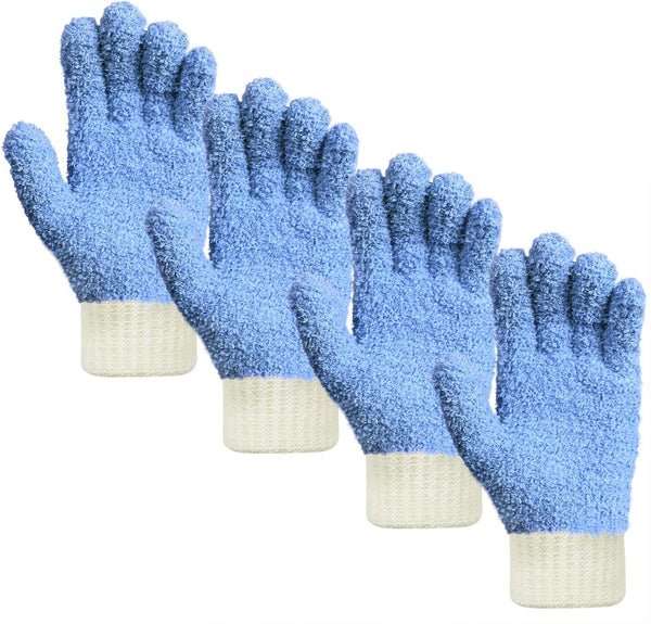 MIG4U Microfiber Dusting Gloves, House Cleaning Glove for Blinds, Windows, Furniture, Reusable Lint-Free Blue, 2 Pairs