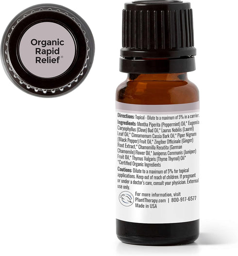 Plant Therapy Organic Rapid Relief Essential Oil Blend, 10 mL (1/3 oz), 100% Pure Natural Aromatherapy
