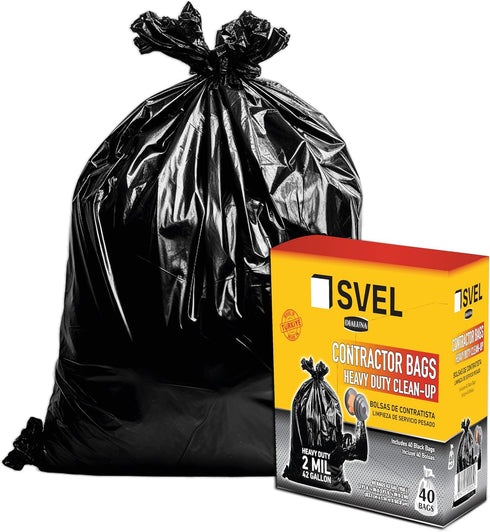 Svel 42 2 33" 48" Commercial, (40) Heavy Duty Industrial Contractor Bags gallons Mil - x Thick and Tough Trash Bag