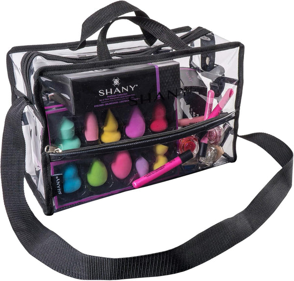 SHANY Clear PVC Water-Resistant Travel Tote Bag, Large See-Thru Bag with Adjustable Shoulder Straps and Zippered Pockets