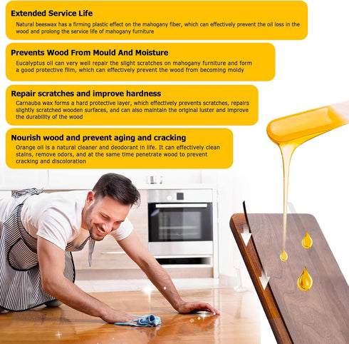 CARGEN Beeswax Furniture Wood Polish - Natural Wood Polish and Conditioner, 300ML, Christmas Gifts
