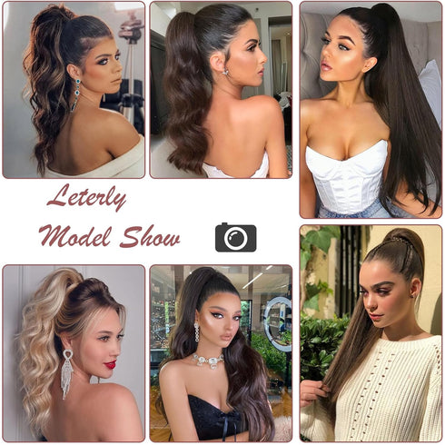 Ponytail Extension Clip in Claw, 18" Curly Wavy Pony Tails Clip-on Hairpiece for Women, Ash Blonde