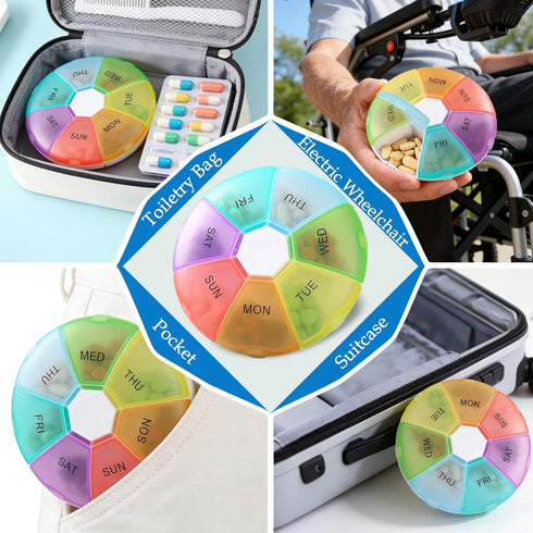 ZygenAir Weekly Pill Organizer for Electric Wheelchair, Large-Compartment Medicine Box for Wheelchair Users, Fits
