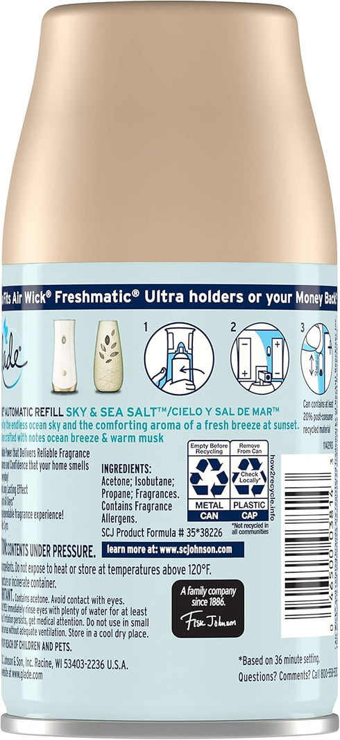 Glade Automatic Spray Refill, Air Freshener for Home and Bathroom, Sky & Sea Salt, 6.2 Oz