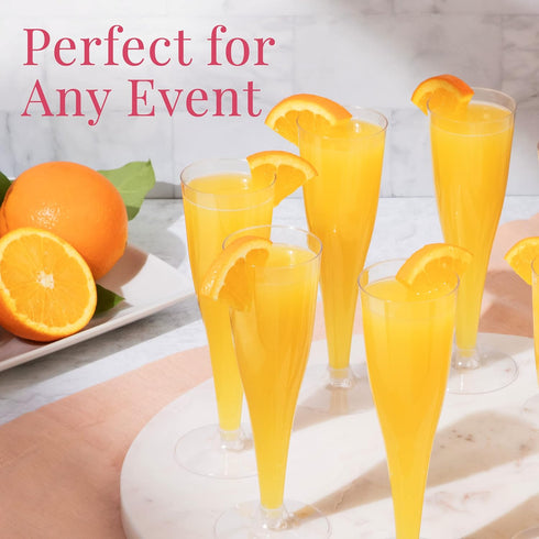 Prestee 100 Clear Disposable Champagne Flutes - Perfect for Toasting, Weddings, Parties & New Year's Eve - 2024