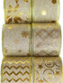 Gold Ribbon Wired Christmas Tree Ribbon 2.5 Inch Burlap Ribbons Xmas 6 Rolls 36 Yards Metallic Glitter Crafts Decorating Gift Wrapping Bows Gift Wrap Bow Trees Topper Wreath Indoor/Outdoor by OLYPHAN